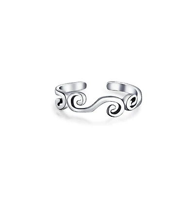 Bling Jewelry Open Spiral Pinky Midi Filigree Celtic Scroll Swirl Toe Ring Oxidized .925 Silver Sterling Adjustable