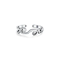 Bling Jewelry Open Spiral Pinky Midi Filigree Celtic Scroll Swirl Toe Ring Oxidized .925 Silver Sterling Adjustable