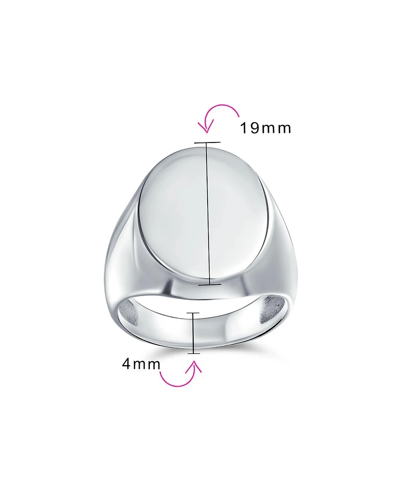 Bling Jewelry Large Basic Simple .925 Sterling Silver Oval Signet Ring Shiny Finish