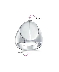 Bling Jewelry Large Basic Simple .925 Sterling Silver Oval Signet Ring Shiny Finish