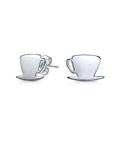 Bling Jewelry Tiny Food Latte Espresso Cafe Coffee Lover Stud Earrings .925 Sterling Silver