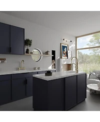 Modern Double Handle 2 Holes Deck Mount Bridge Kitchen Faucet With 360 Swivel Spout Sink Brushed Nickel