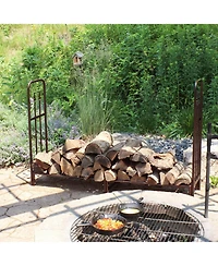 Indoor/Outdoor Powder-Coated Steel Fire Pit or Fireplace Firewood Log Rack Holder - 6'