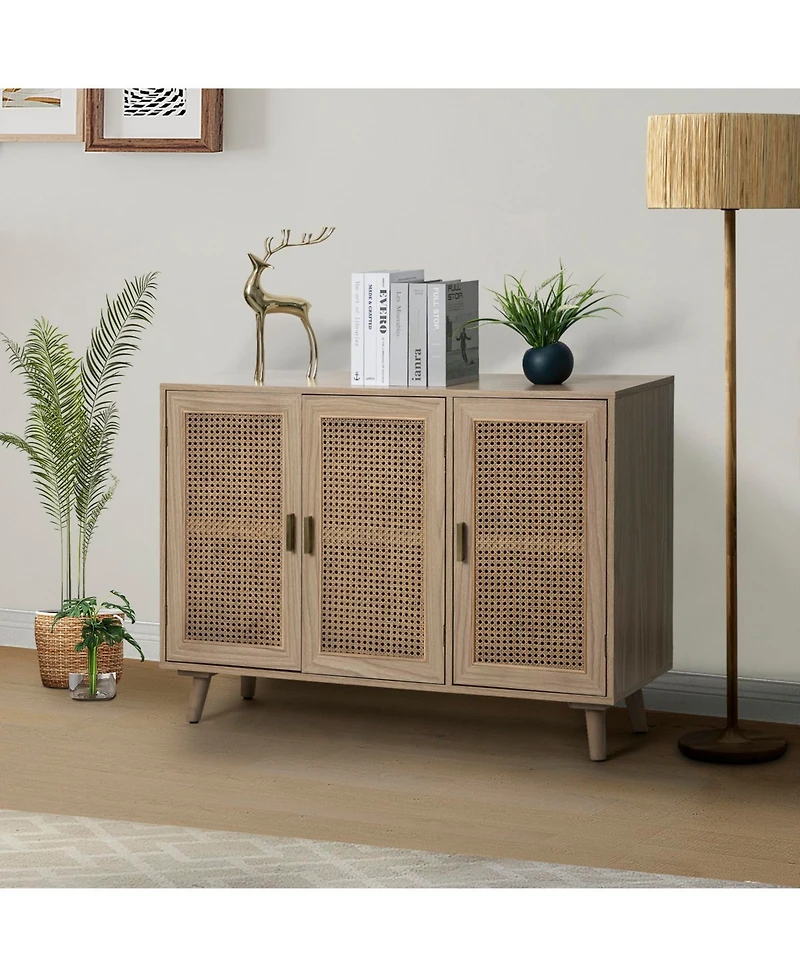 Mid-century Modern Pidcock Contemporary Door Accent Cabinet with Rattan
