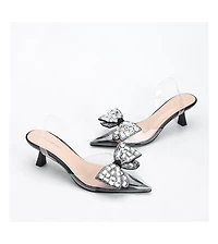 Berness Women's Maxi88 Clear Upper Kitten Heels with Rhinestone Detail
