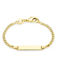 Bling Jewelry Gold Plated Brass Tiny Identification Tag Id Bracelet Lightweight Small Wrists 5 Inch