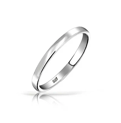 Bling Jewelry Minimalist Simple .925 Sterling Couples Eternity Band Ring