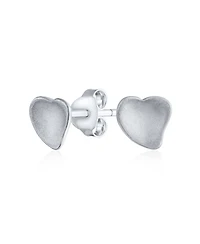 Bling Jewelry Minimalist Heart Shaped Stud Earrings Concaved Curved .925 Sterling Silver