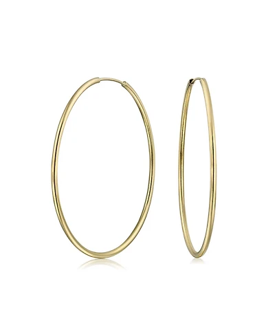 Bling Jewelry Minimalist Endless Tube Hoop Earrings in Gold Plated Brass