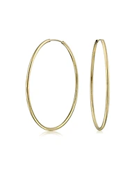 Bling Jewelry Minimalist Endless Tube Hoop Earrings in Gold Plated Brass