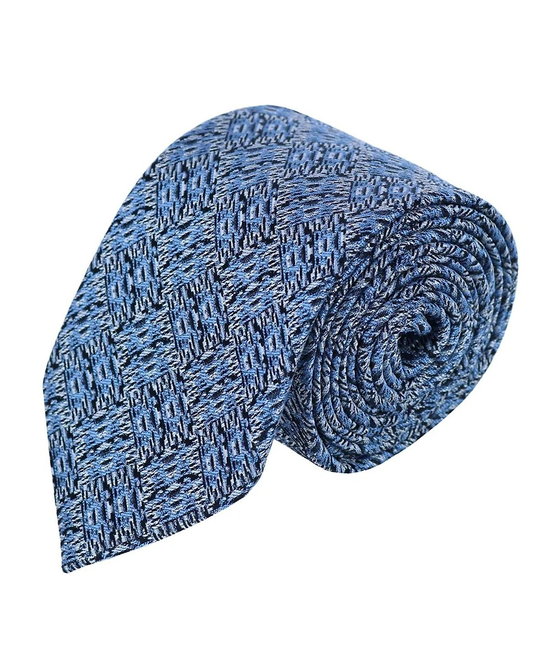 Trafalgar Men's Benito's Blue Basketweave Patterned Silk Novelty Necktie