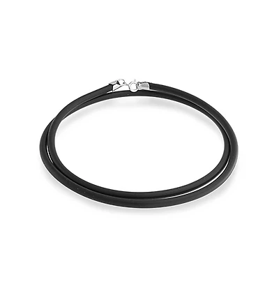Bling Jewelry Plain Thin Black Rubber Cord Necklace with .925 Sterling Silver Lobster Claw Clasp