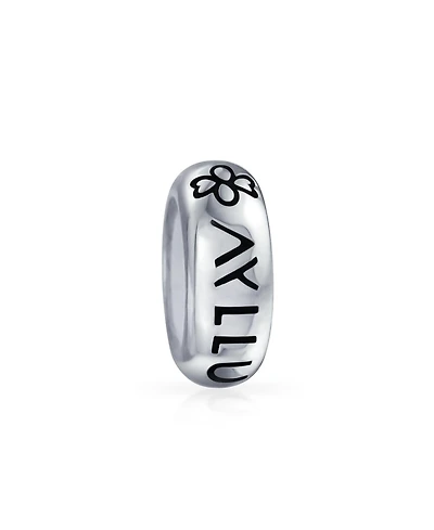 Bling Jewelry European Bracelet .925 Silver Amulet Talisman Inspirational Symbol Love Luck Unity Rubber Center Spacer Bead Charm