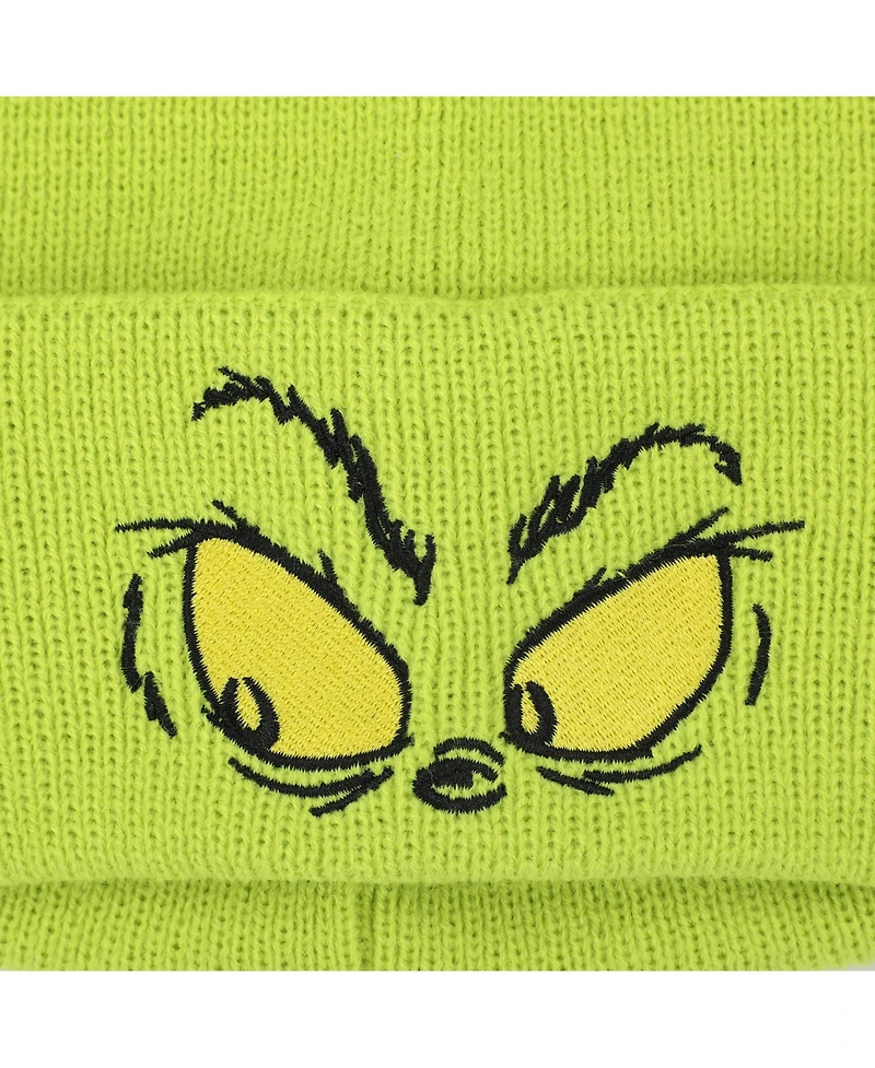 The Grinch Men's Eyes Green Knit Santa Cap