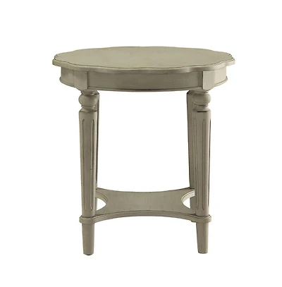 Solid Wood Round End Table with Shelf for Living Room or Bedroom