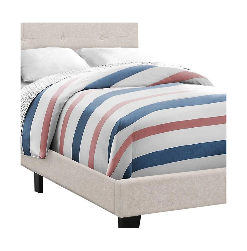 Stylish Tufted Linen Bed Frame with Nailhead Trim for Bedroom Decor