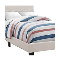 Stylish Tufted Linen Bed Frame with Nailhead Trim for Bedroom Decor