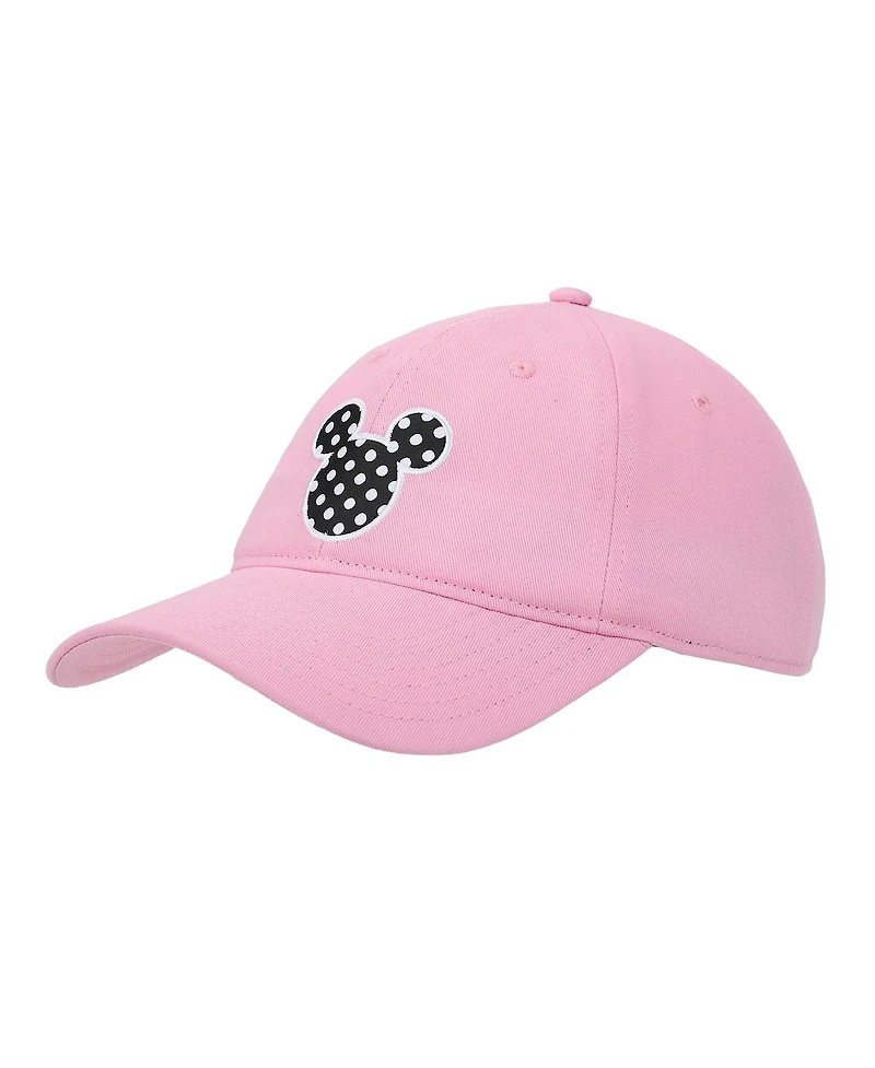 Disney Men's Mickey & Minnie Mouse Polka Dot Ears Pink Unstructured Baseball Cap