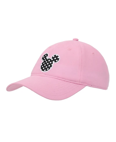 Disney Men's Mickey & Minnie Mouse Polka Dot Ears Pink Unstructured Baseball Cap