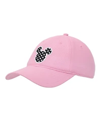 Disney Men's Mickey & Minnie Mouse Polka Dot Ears Pink Unstructured Baseball Cap