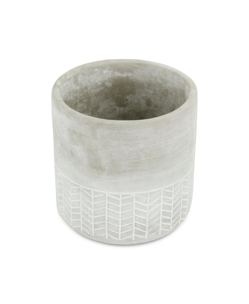 Cement Round Planter with Geometric Pattern – Versatile Pot for Home & Garden