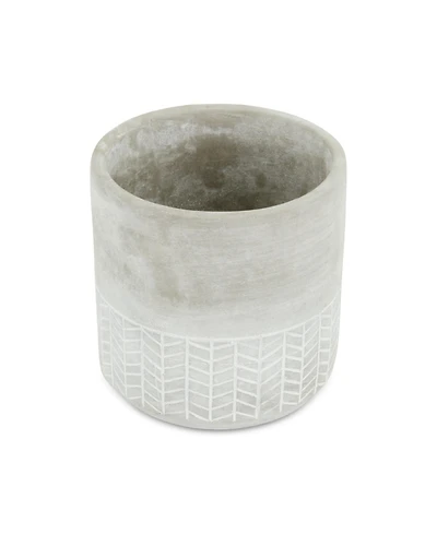 Cement Round Planter with Geometric Pattern – Versatile Pot for Home & Garden