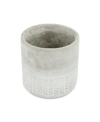 Cement Round Planter with Geometric Pattern – Versatile Pot for Home & Garden
