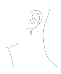 Bling Jewelry Sea Animal Nautical Beach Vacation Inlay Enamel Blue Seahorse Dangling Earrings .925 Sterling Silver Fish Hook