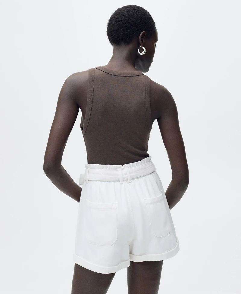 Mango Women's Rolled Hem Paper Bag Shorts