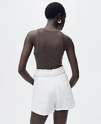 Mango Women's Rolled Hem Paper Bag Shorts