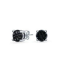 Bling Jewelry Geometric Cubic Zirconia Round Solitaire Black Invisible Cut Stud Earrings .925 Sterling Silver