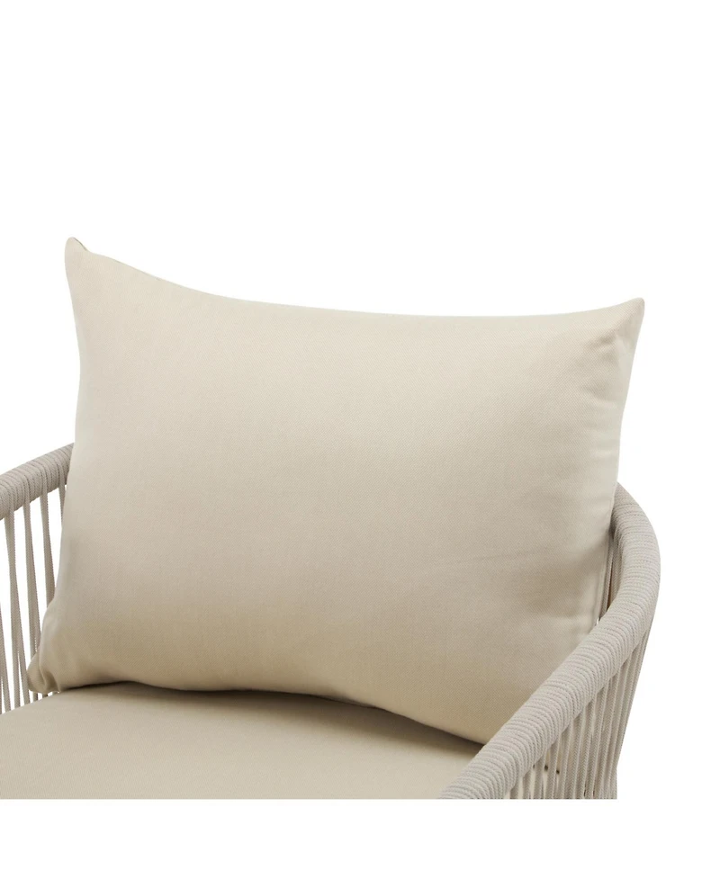 Streamdale Modern beige curved aluminum lounge chairs, Rope weave, cushioned