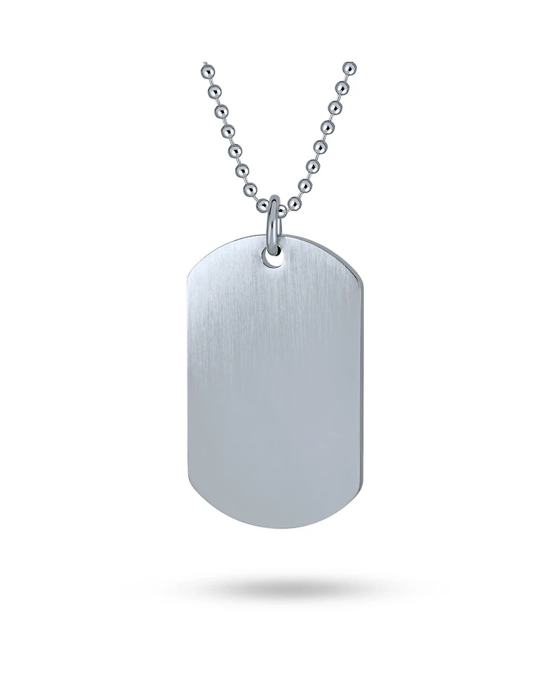 Bling Jewelry Patriotic Flag Star Dog Tag Pendant Necklace in Red White Blue Stripes