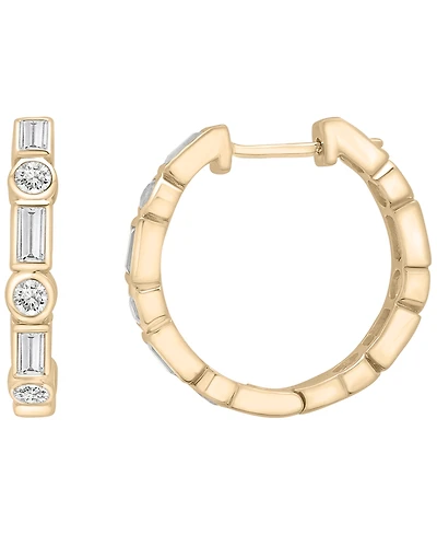 Lab Grown White Sapphire Small Hoop Earrings (5/8 ct. t.w.) in 14k Gold-Plated Sterling Silver, 0.62"