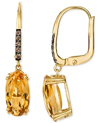 Le Vian Chocolatier Cinnamon Citrine (3-3/4 ct. t.w.) & Chocolate Diamond (1/10 ct. t.w.) Earrings in 14k Yellow Gold