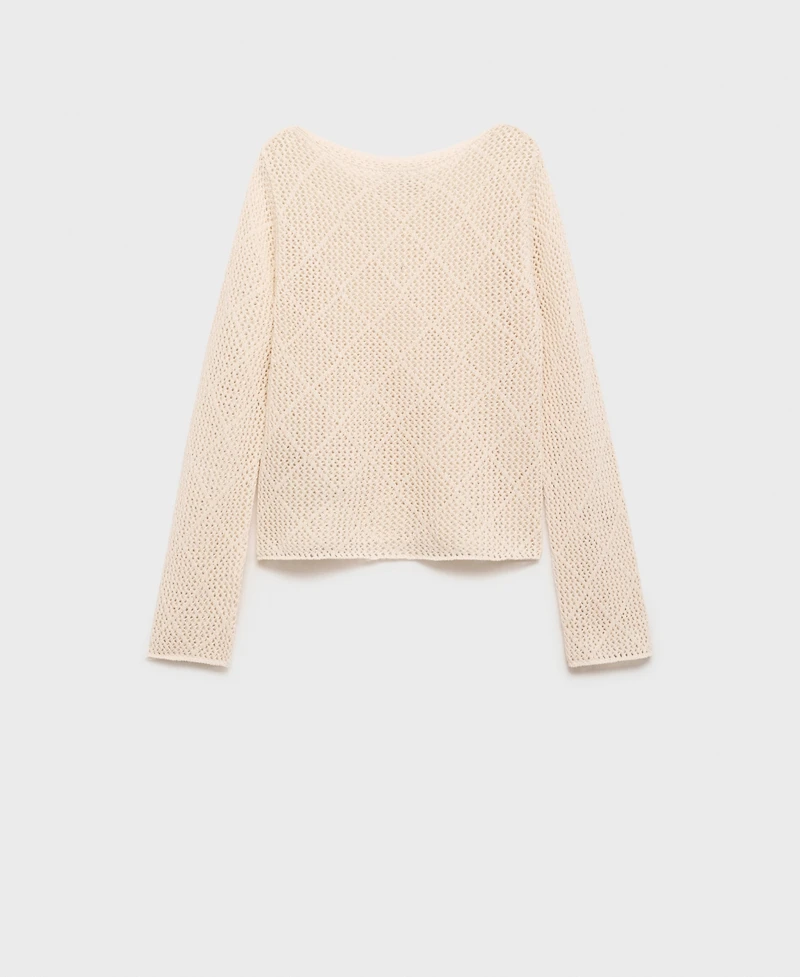 Mango Women's Cotton Openwork Knit Sweater
