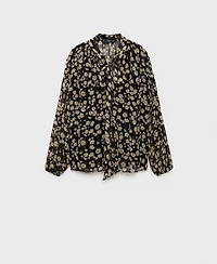Mango Women's Floral Tie Blouse