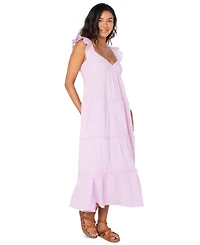 Roxy Juniors' Palmy Days Cotton Smocked-Back Tiered Midi Dress