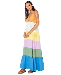 Roxy Juniors' Honolulu Glow Cotton Tiered Open-Back Maxi Dress