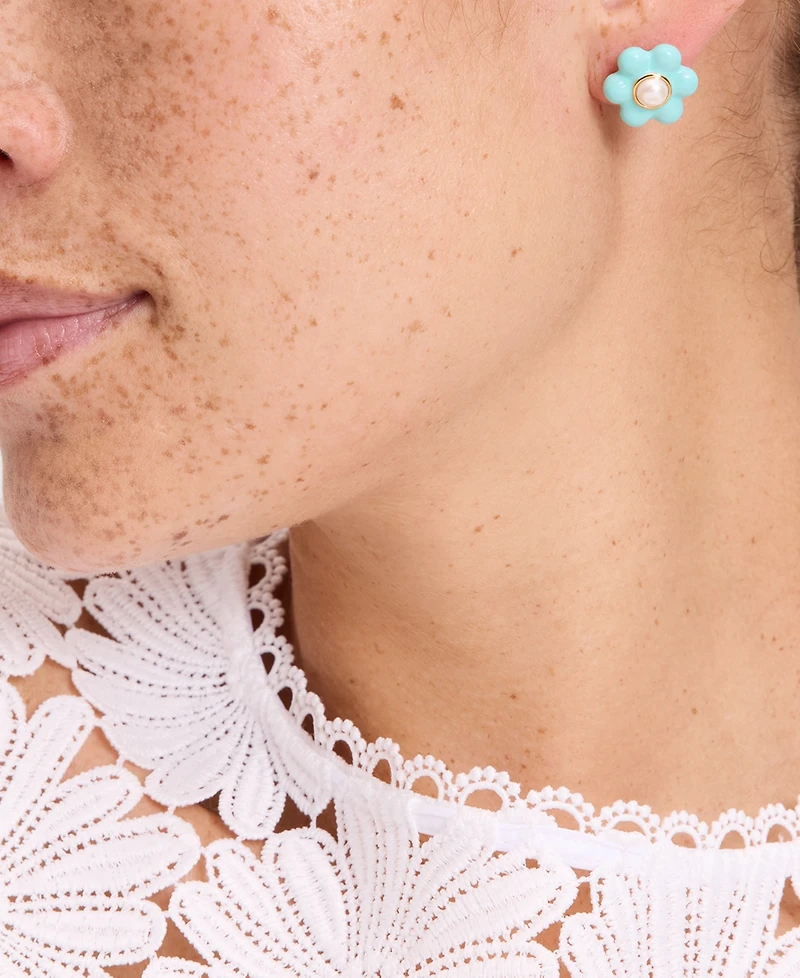 kate spade new york Gold-Tone Petal Puff Floral Stud Earrings