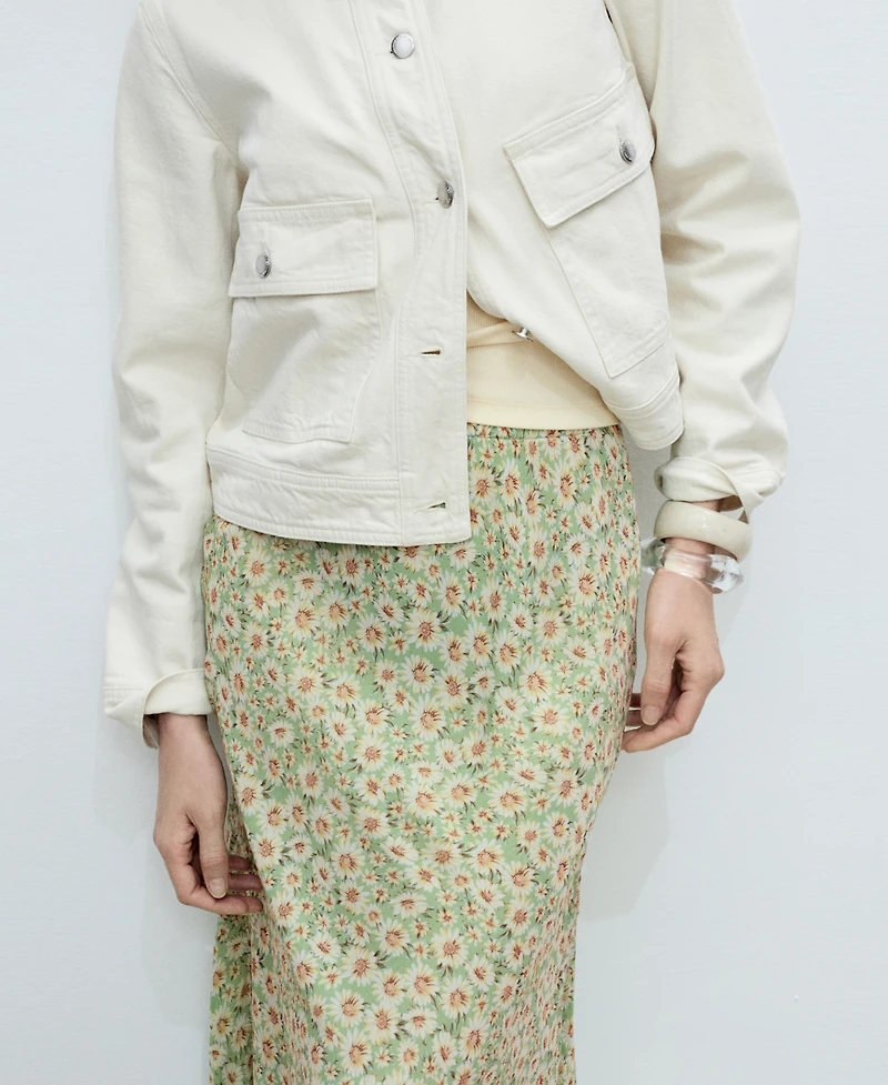 Mango Women's Long Flared Floral Skirt