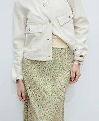 Mango Women's Long Flared Floral Skirt