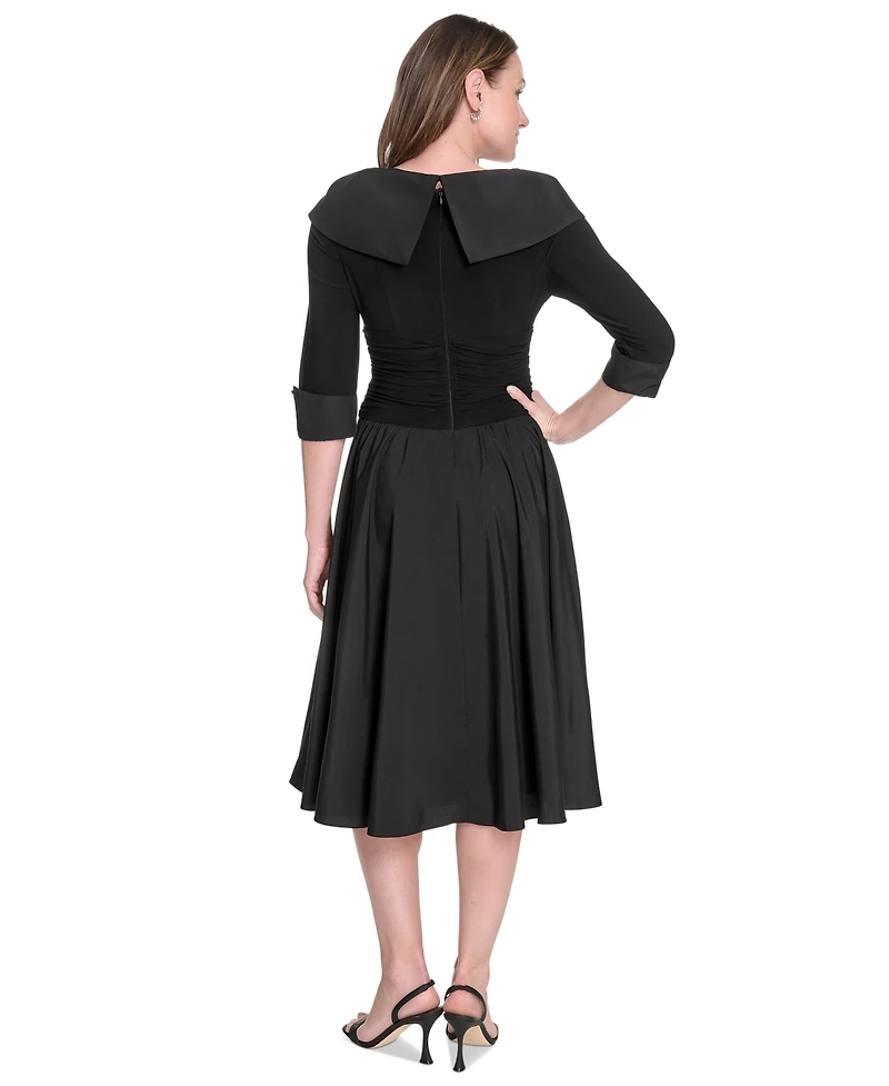 Jessica Howard Women's Mixed-Media Fit & Flare Midi Dress