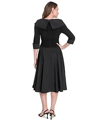Jessica Howard Women's Mixed-Media Fit & Flare Midi Dress