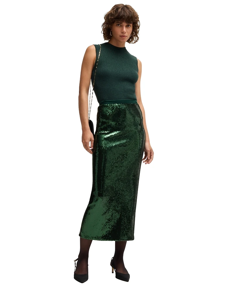 Boss by Hugo Women's Sequin Relaxed-Fit Maxi Skirt