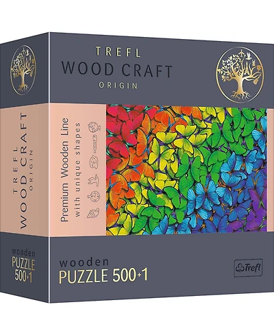 Trefl Wood Craft 501 Piece Wooden Puzzle - Rainbow Butterflies