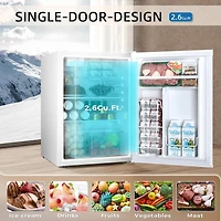 Cowsar Mini Compact Refrigerator with Freezer, 2.6 Cu.Ft. Single Door Adjustable Removable Shelves for Apartment/Dorm/Office
