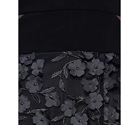 Xscape Petite Sleeveless Floral-Textured Gown