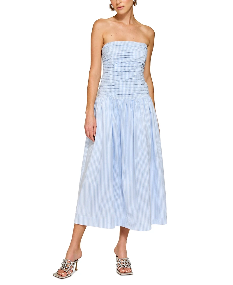Line & Dot Women's Darra Striped Strapless Midi Dress