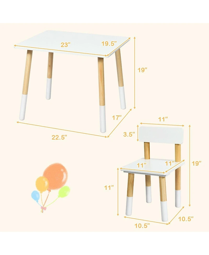 Kids Wooden Table and 2 Chairs Set